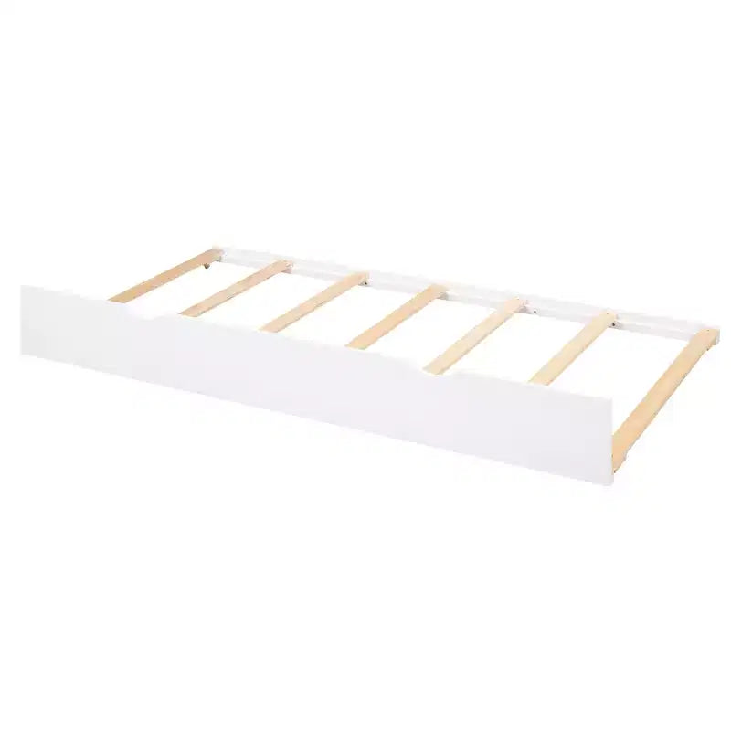 Full Size Storage Platform Bed with Twin Size Trundle, Pull Out Shelves and 2 Drawers