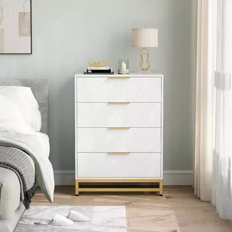 Modern 4 Drawer Dresser for Closet Hallway, Living Room