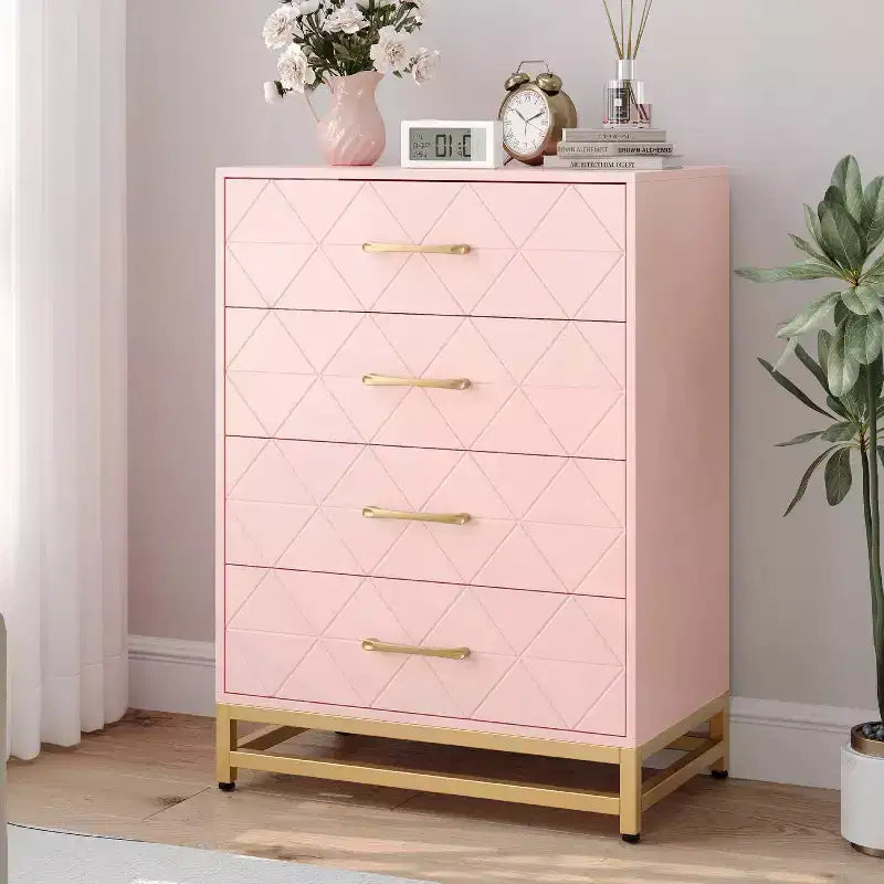 Modern 4 Drawer Dresser for Closet Hallway, Living Room
