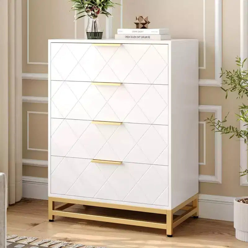 Modern 4 Drawer Dresser for Closet Hallway, Living Room