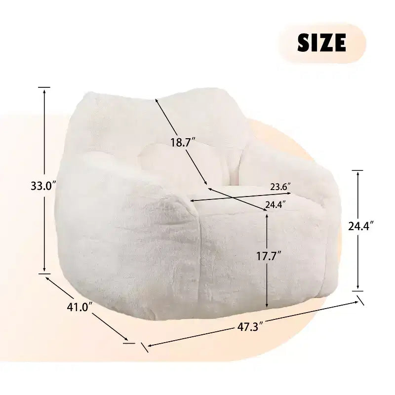 Bean Bag Chair with Armrests, Stuffed High-Density Foam. Lazy Sofa for Adults in Living Room, Bedroom Reading