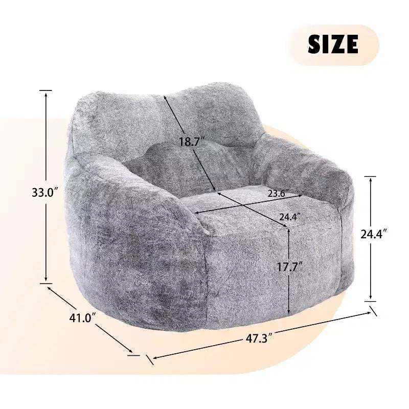 Bean Bag Chair with Armrests, Stuffed High-Density Foam. Lazy Sofa for Adults in Living Room, Bedroom Reading
