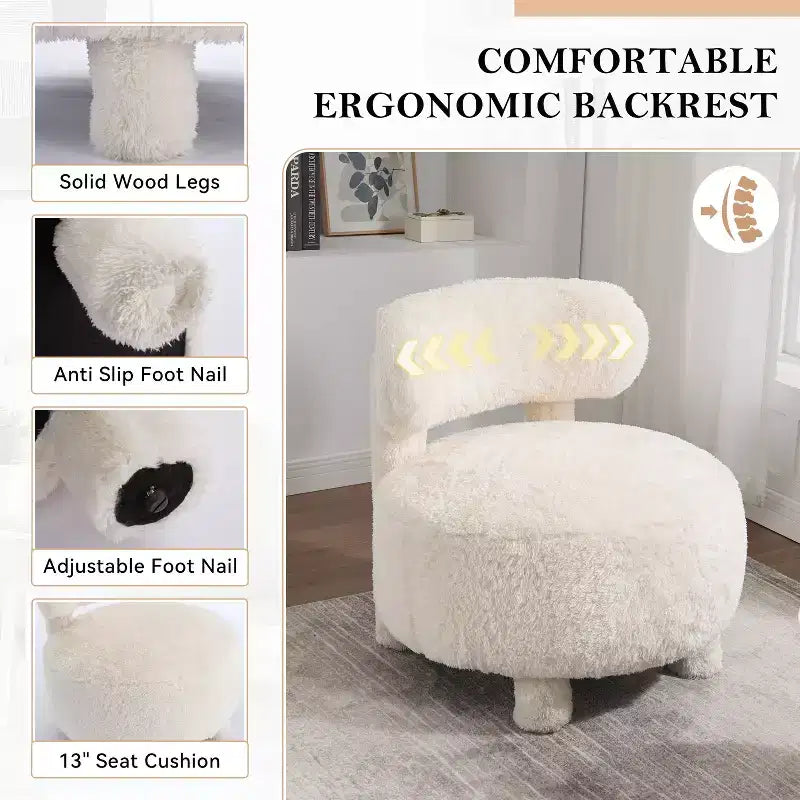 Modern 28 Upholstered Armless Accent Chair with Curved Backrest