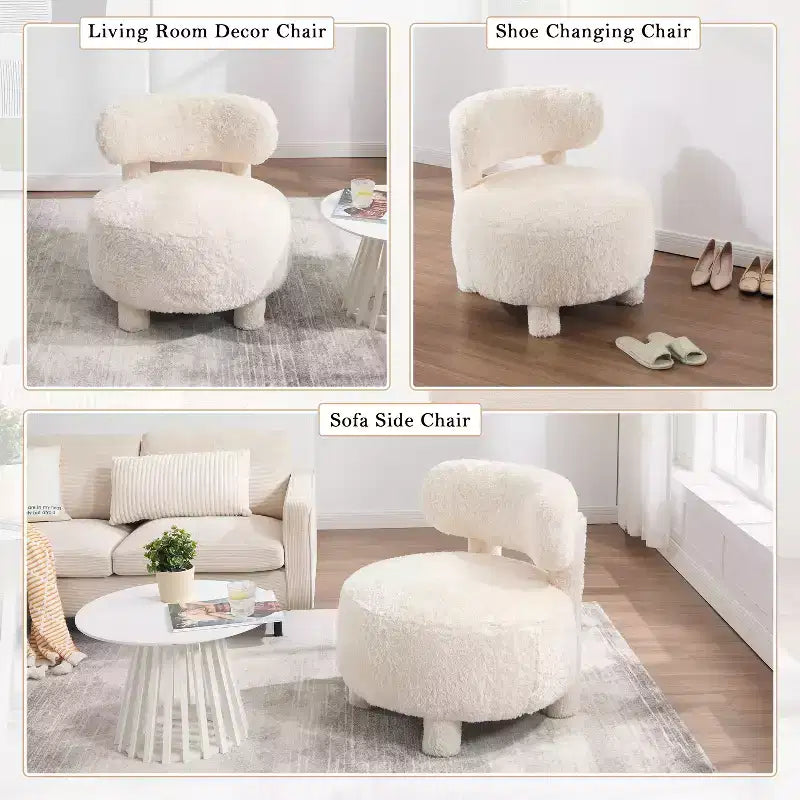Modern 28 Upholstered Armless Accent Chair with Curved Backrest