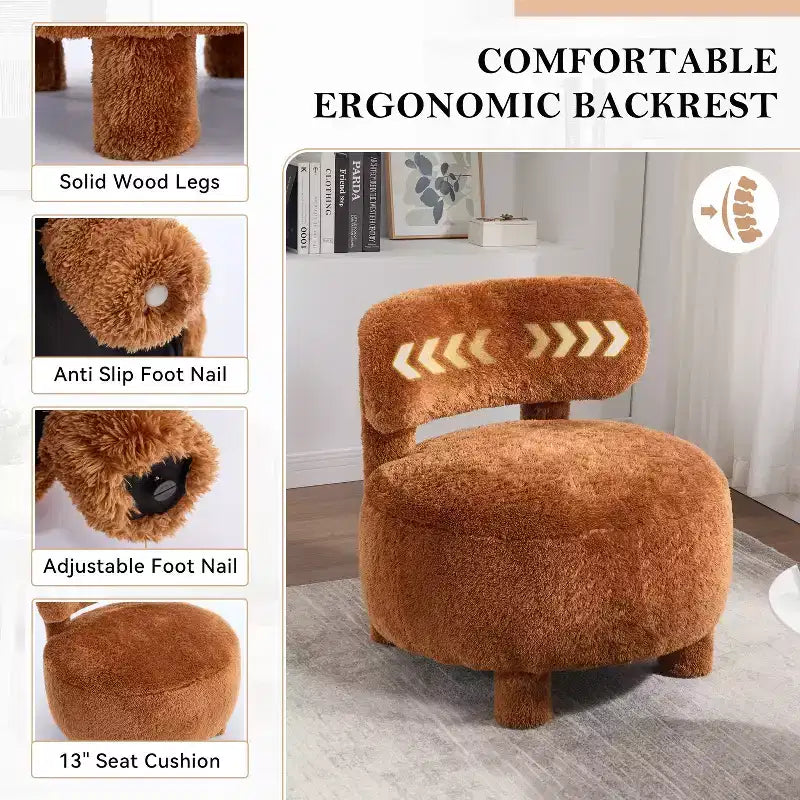 Modern 28 Upholstered Armless Accent Chair with Curved Backrest