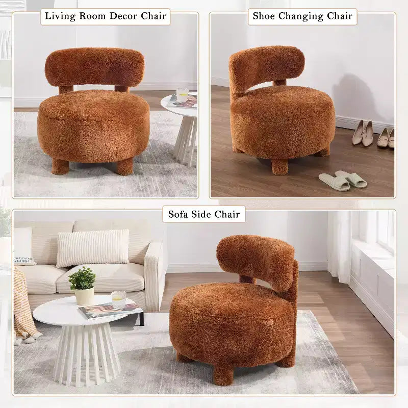 Modern 28 Upholstered Armless Accent Chair with Curved Backrest