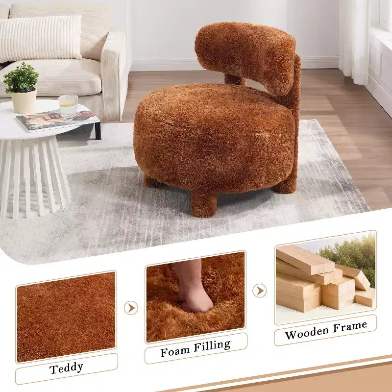 Modern 28 Upholstered Armless Accent Chair with Curved Backrest
