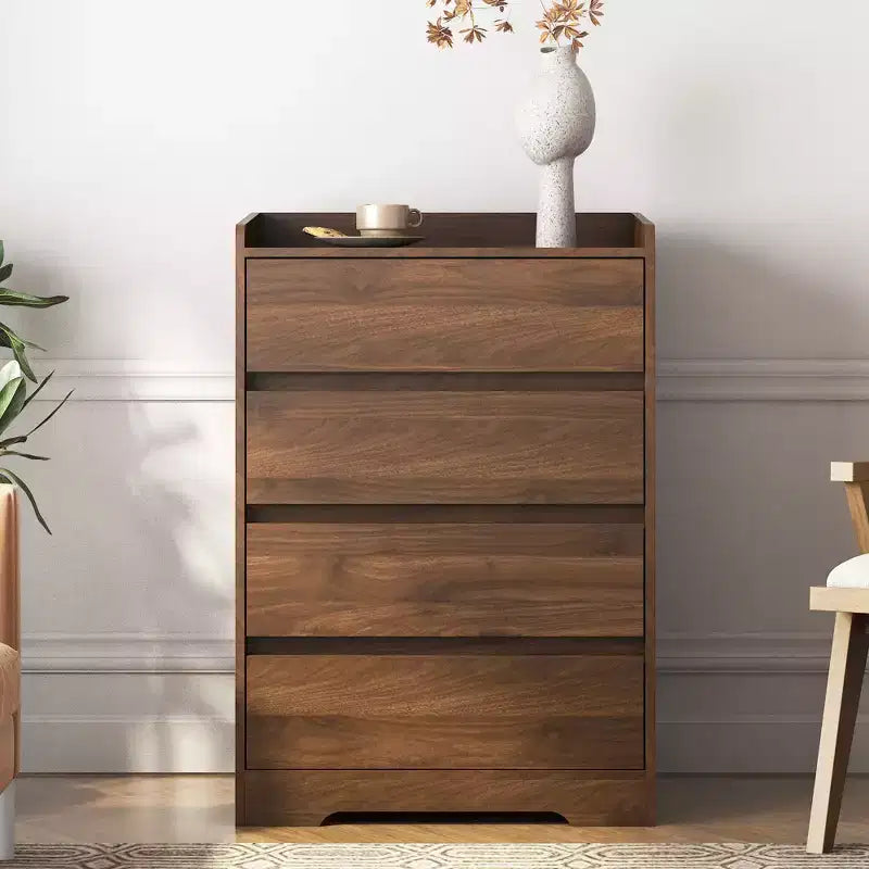 Modern Bedroom Dresser Nightstand with 4 Drawers Waterproof Wooden Storage Chest Cabinet for Living Room Hallway Entryway Easy Assembly