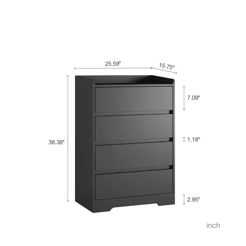 Modern Bedroom Dresser Nightstand with 4 Drawers Waterproof Wooden Storage Chest Cabinet for Living Room Hallway Entryway Easy Assembly