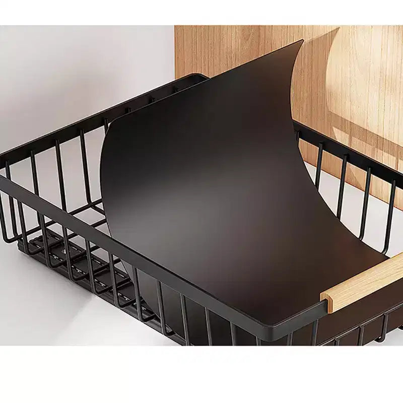 Pull Out Cabinet Organizer,Multifunctional Sliding Mesh Cabinet Basket with 2 Cars Lines, for Kitchen Pantry Bathroom Bedroom Black
