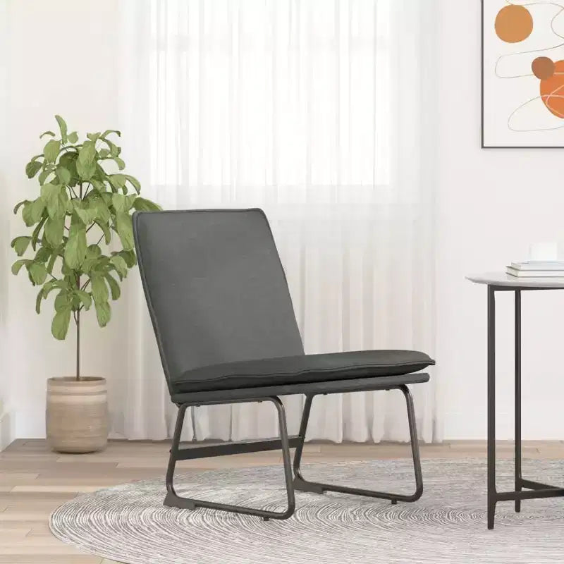 XL Lounge Chair Dark Grey - Upholstered Single Accent Armless Chair for Living Room Bedroom Office