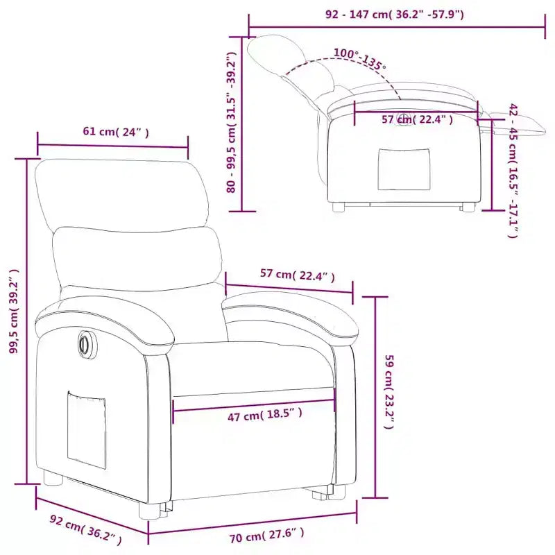 XL Electric Power Lift Recliner Chair, Light Gray Fabric - Armchair with Motorized Adjustment for Elderly, Spacious Seat