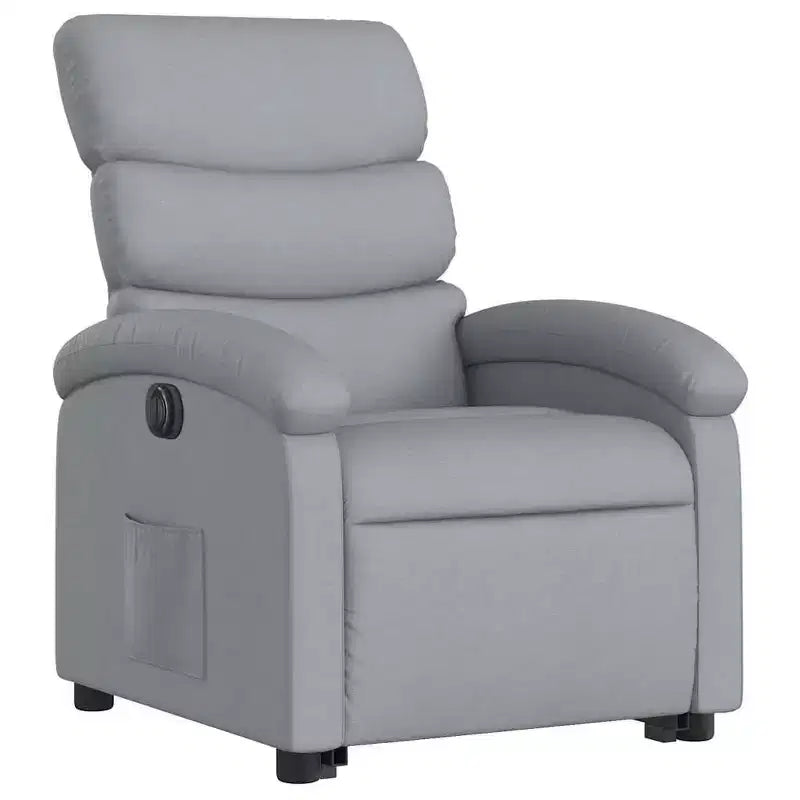 XL Electric Power Lift Recliner Chair, Light Gray Fabric - Armchair with Motorized Adjustment for Elderly, Spacious Seat
