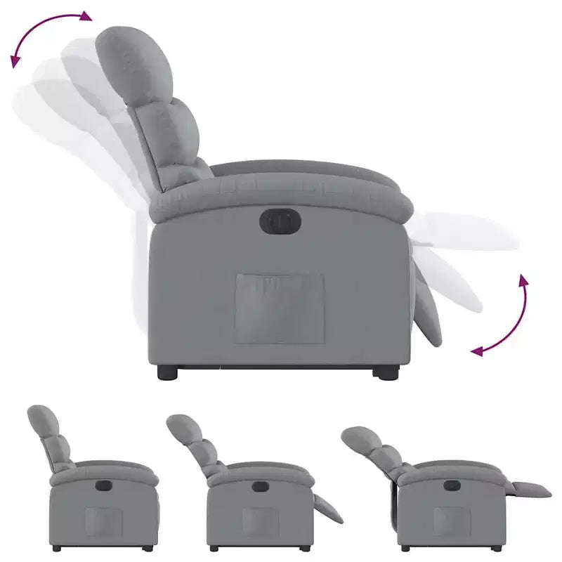 XL Electric Power Lift Recliner Chair, Light Gray Fabric - Armchair with Motorized Adjustment for Elderly, Spacious Seat