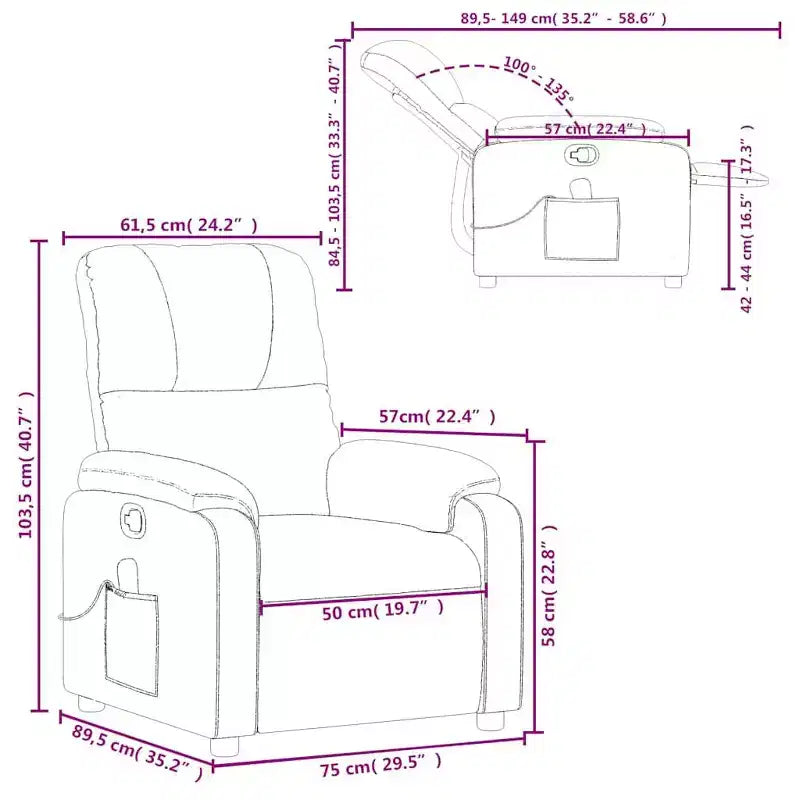 XL Black Microfiber Fabric Massage Recliner Chair - 6-Vibration Push Manual Recliner with Side Pocket for Living Room