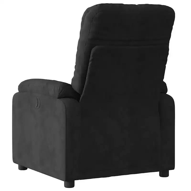 XL Black Microfiber Fabric Massage Recliner Chair - 6-Vibration Push Manual Recliner with Side Pocket for Living Room