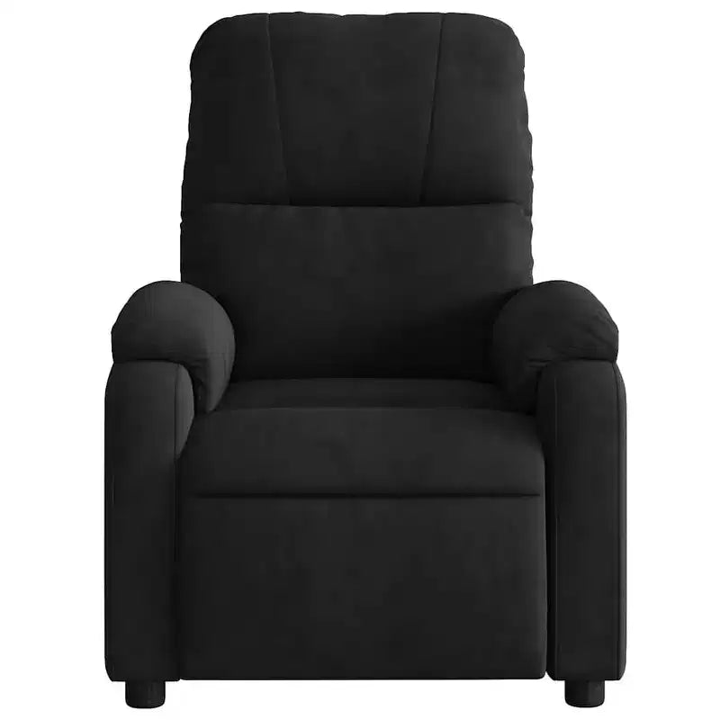 XL Black Microfiber Fabric Massage Recliner Chair - 6-Vibration Push Manual Recliner with Side Pocket for Living Room