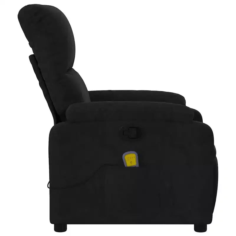 XL Black Microfiber Fabric Massage Recliner Chair - 6-Vibration Push Manual Recliner with Side Pocket for Living Room