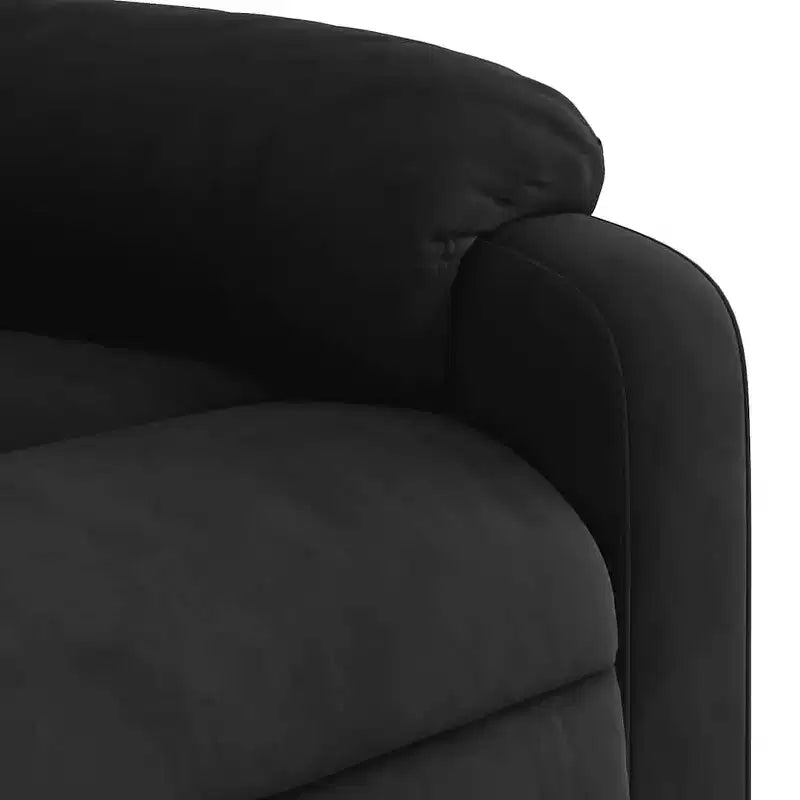 XL Black Microfiber Fabric Massage Recliner Chair - 6-Vibration Push Manual Recliner with Side Pocket for Living Room