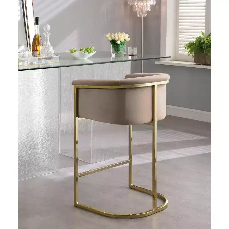 ,Donatella Beige Velvet Stool