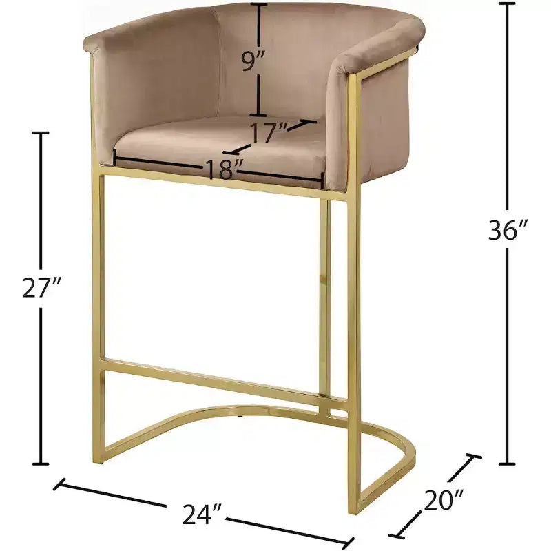 ,Donatella Beige Velvet Stool