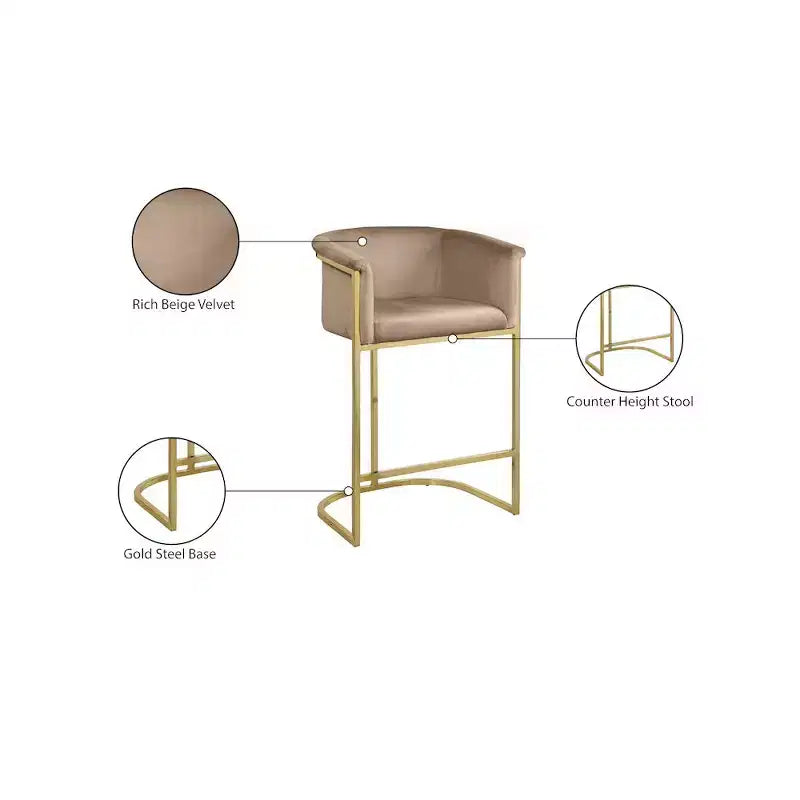 ,Donatella Beige Velvet Stool