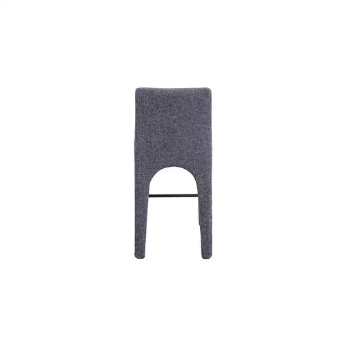 ,Gramercy Blue Linen Textured Fabric Stool