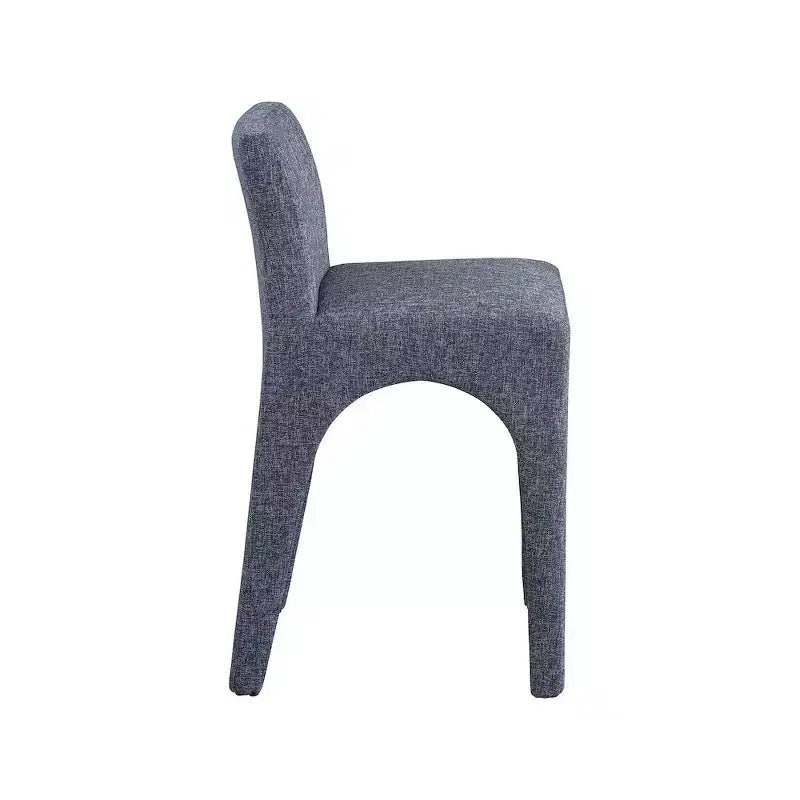 ,Gramercy Blue Linen Textured Fabric Stool