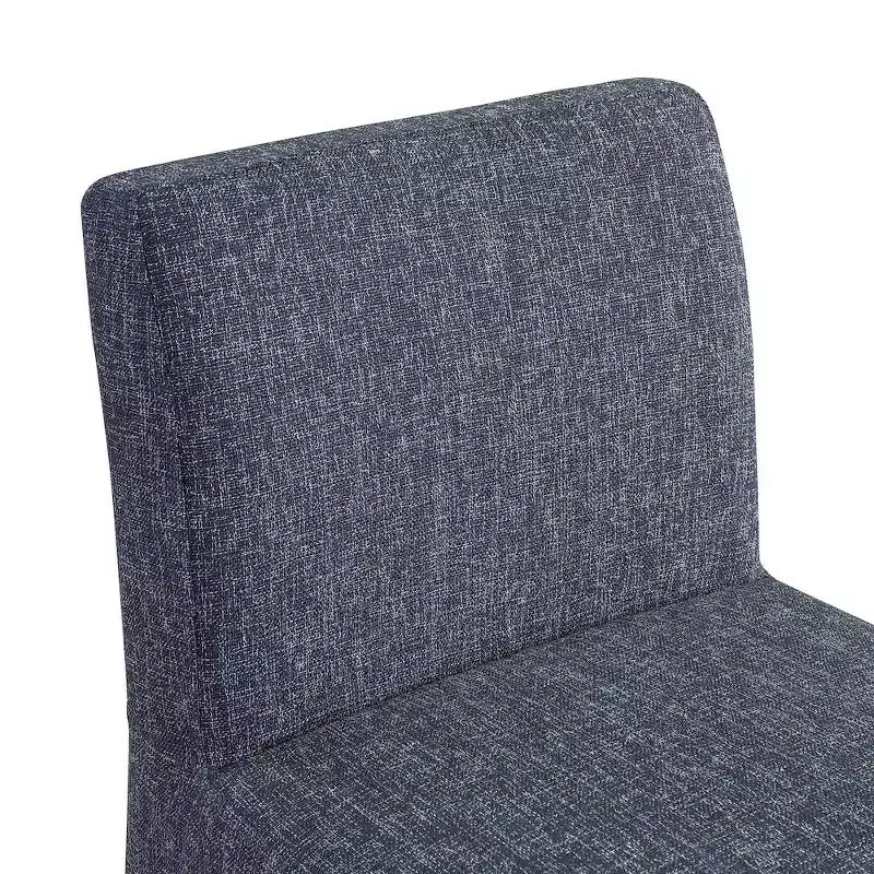 ,Gramercy Blue Linen Textured Fabric Stool