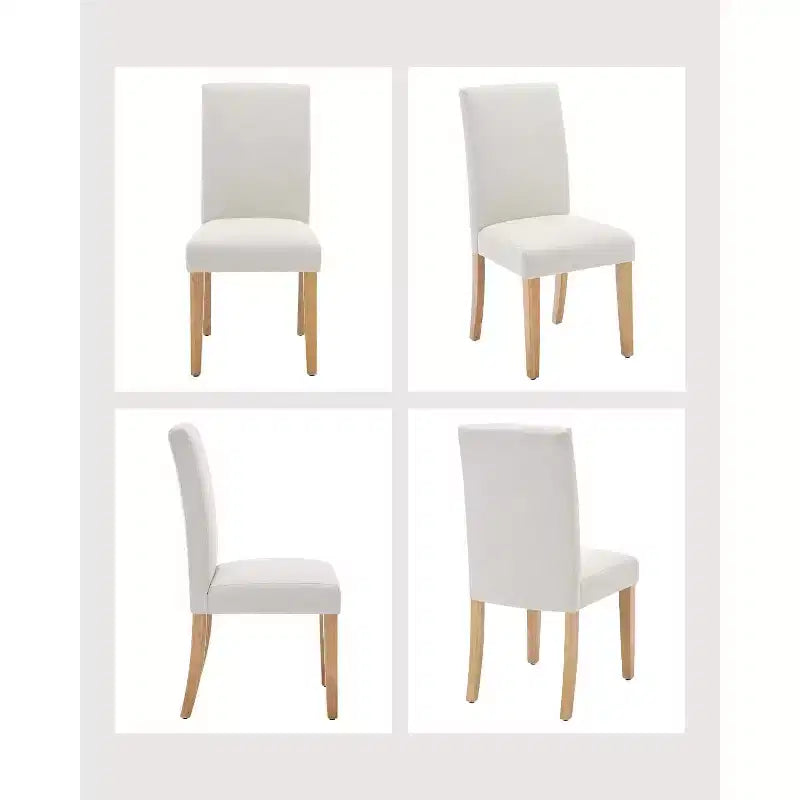 Modern Fabric Upholstered Dining Chairs Set of 2,Ergonomic Curved Back, Heavy Duty Wood Legs, 265lbs Capacity for Dining Room, Kitchen & Home Office