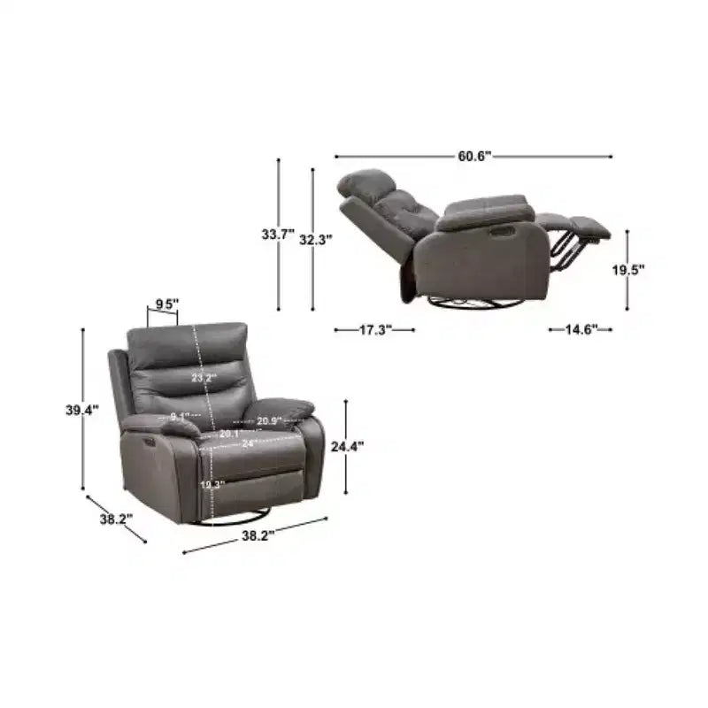 Dual OKIN Motor Power Recliner Chair with Charging Ports & Power Headrest, 240 Degree Swivel
