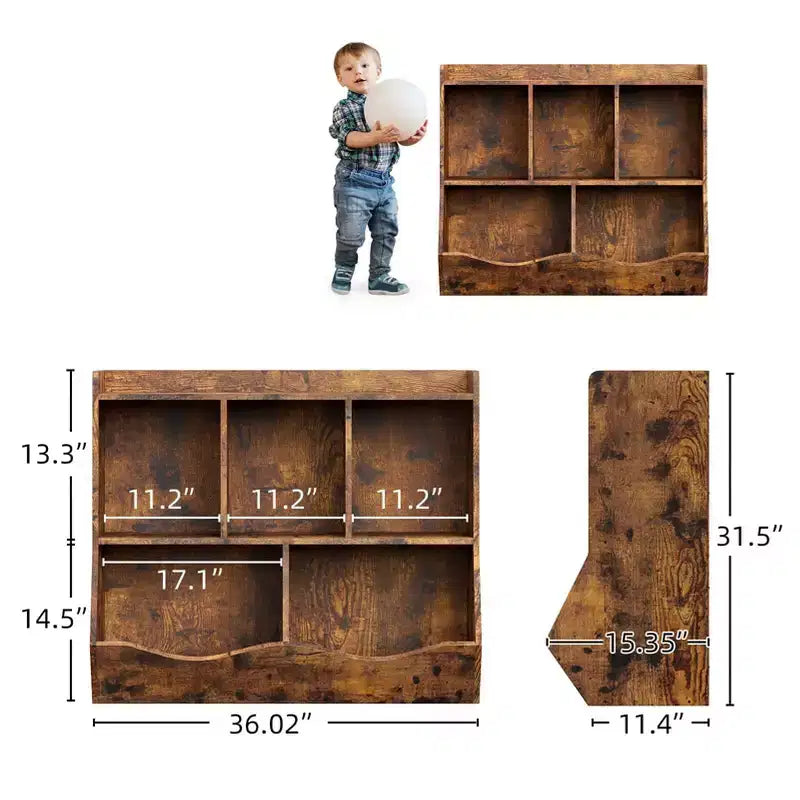 Kids Bookshelf, Children Bookcase Toy Storage Cubby, Children's Toy Shelf, Storage Cabinet, Fit for Playroom, Living Room, Nursery