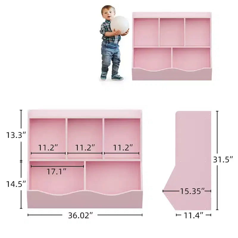 Kids Bookshelf, Children Bookcase Toy Storage Cubby, Children's Toy Shelf, Storage Cabinet, Fit for Playroom, Living Room, Nursery