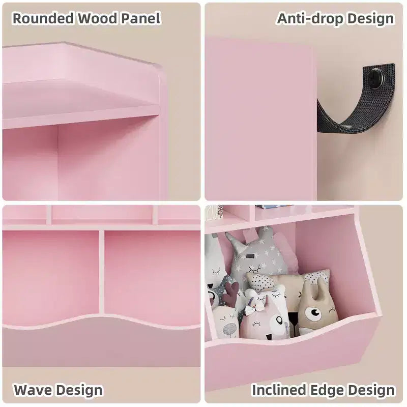 Kids Bookshelf, Children Bookcase Toy Storage Cubby, Children's Toy Shelf, Storage Cabinet, Fit for Playroom, Living Room, Nursery