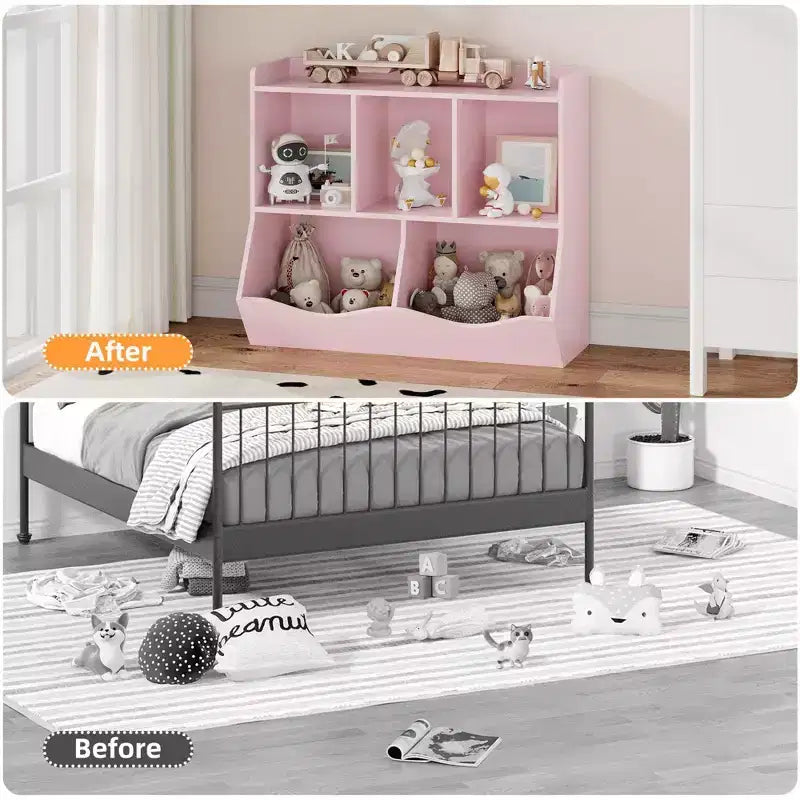 Kids Bookshelf, Children Bookcase Toy Storage Cubby, Children's Toy Shelf, Storage Cabinet, Fit for Playroom, Living Room, Nursery