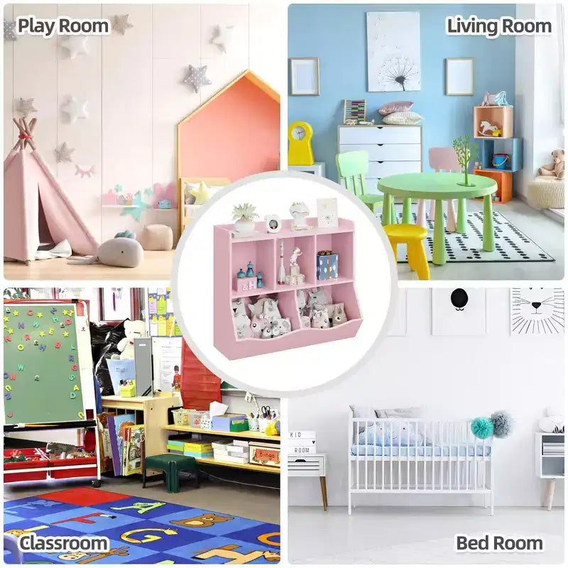 Kids Bookshelf, Children Bookcase Toy Storage Cubby, Children's Toy Shelf, Storage Cabinet, Fit for Playroom, Living Room, Nursery