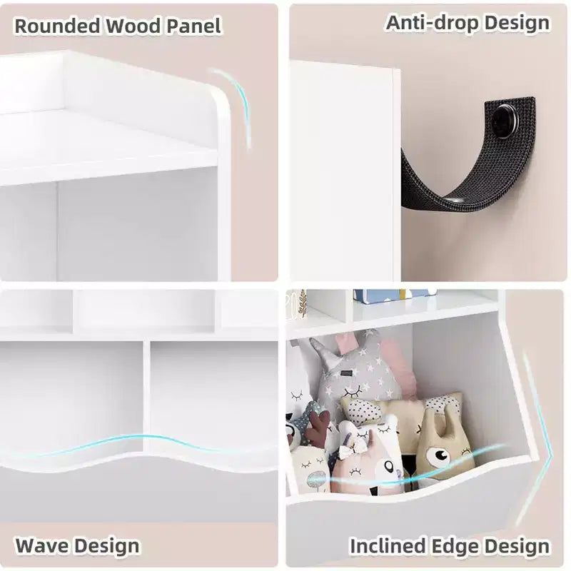 Kids Bookshelf, Children Bookcase Toy Storage Cubby, Children's Toy Shelf, Storage Cabinet, Fit for Playroom, Living Room, Nursery