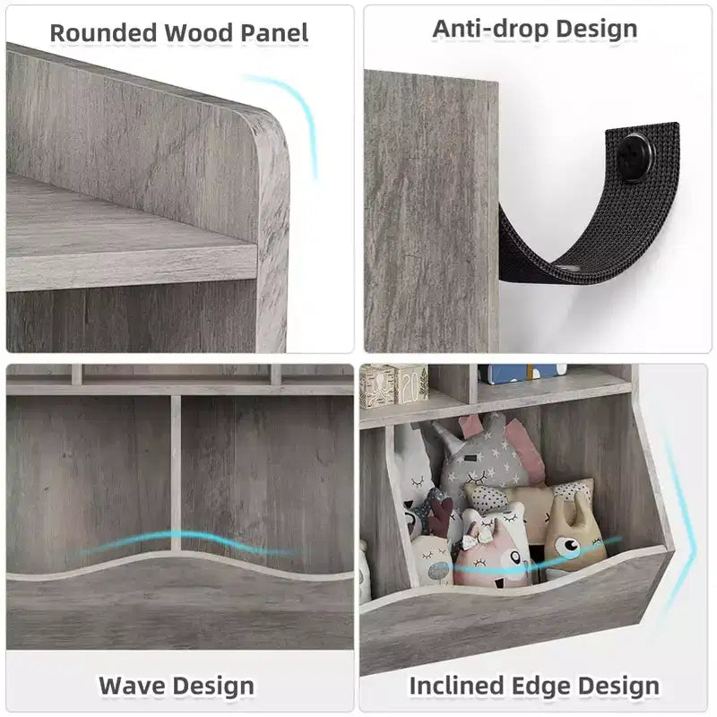 Kids Bookshelf, Children Bookcase Toy Storage Cubby, Children's Toy Shelf, Storage Cabinet, Fit for Playroom, Living Room, Nursery