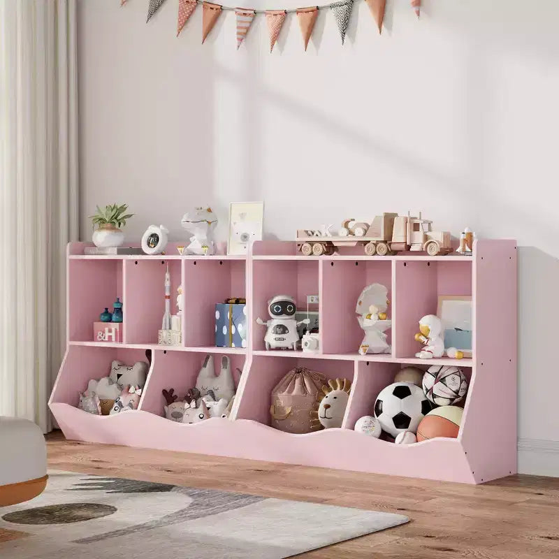 Kids Bookshelf, Children Bookcase Toy Storage Cubby, Children's Toy Shelf, Storage Cabinet, Fit for Playroom, Living Room, Nursery