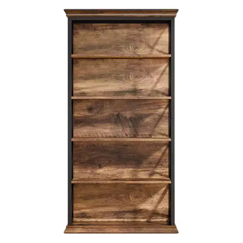 6-Tier Metal & Wood Bookcase with Stylish X Pattern Accents