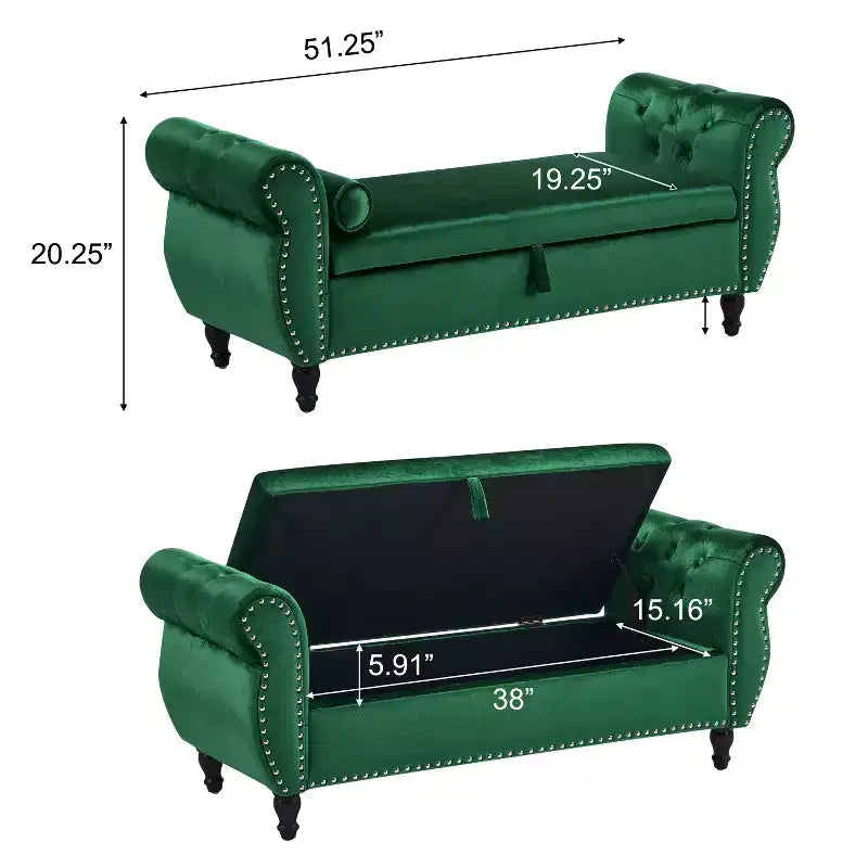 Modern Velvet Upholstered Tufted Storage Ottoman