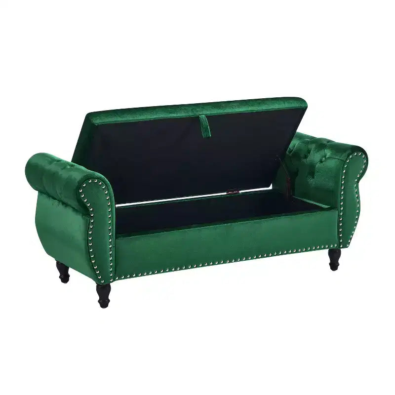 Modern Velvet Upholstered Tufted Storage Ottoman