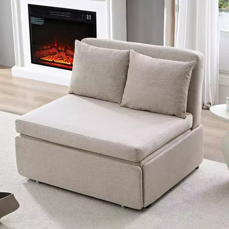 Full/Queen Size Sofa Bed, 2 in 1 Convertible Linen Loveseat Sleeper Sofa Couch with Cushions