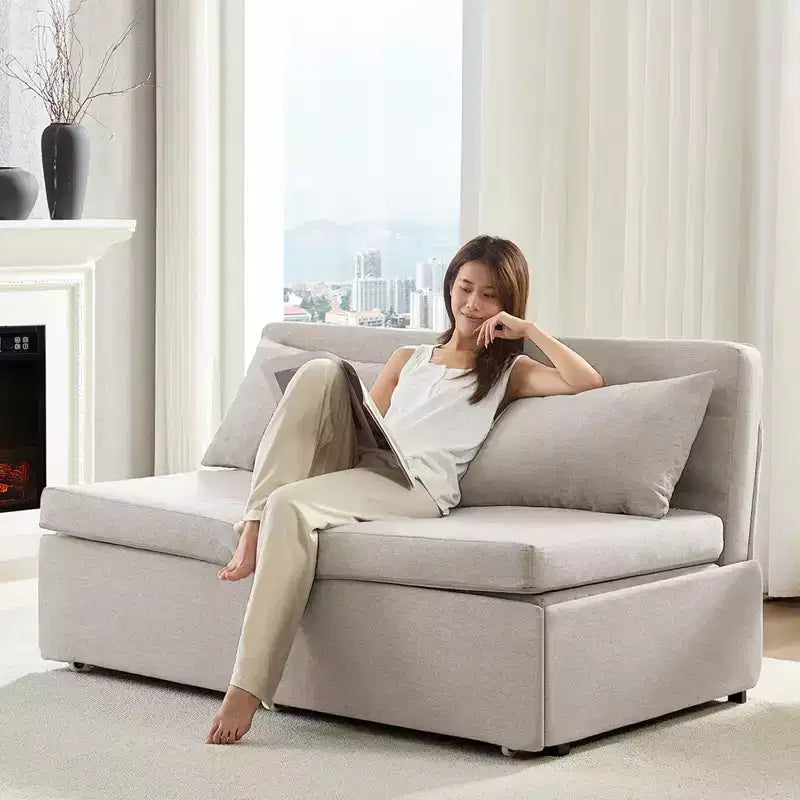 Full/Queen Size Sofa Bed, 2 in 1 Convertible Linen Loveseat Sleeper Sofa Couch with Cushions