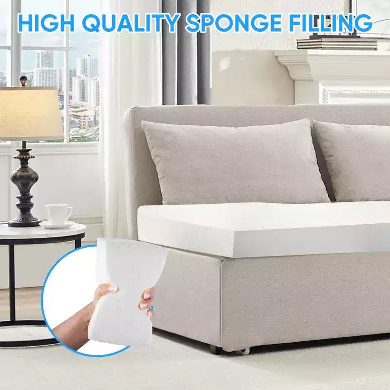 Full/Queen Size Sofa Bed, 2 in 1 Convertible Linen Loveseat Sleeper Sofa Couch with Cushions