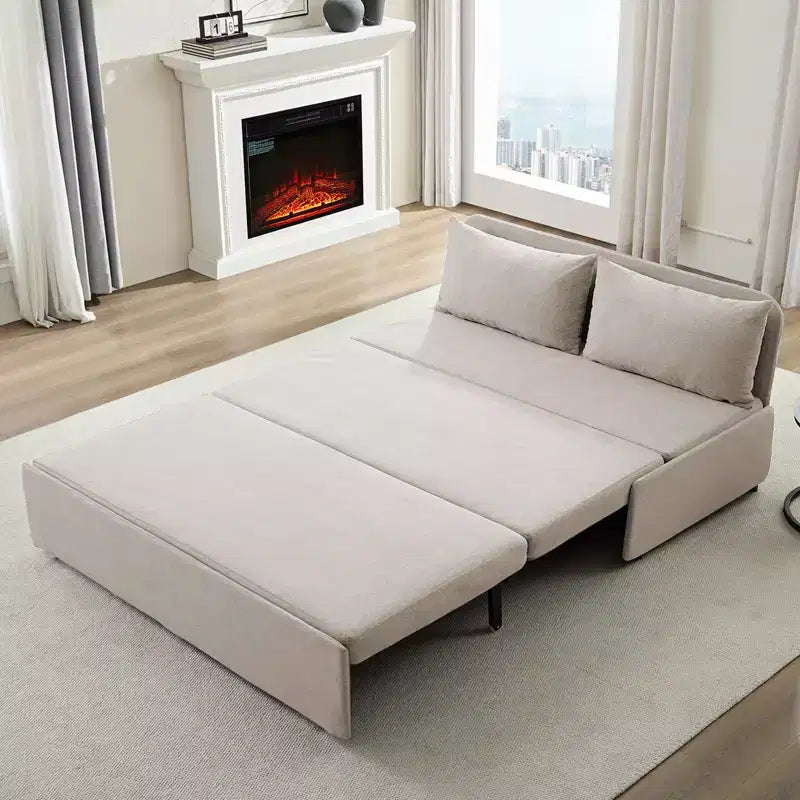 Full/Queen Size Sofa Bed, 2 in 1 Convertible Linen Loveseat Sleeper Sofa Couch with Cushions