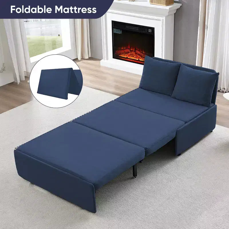 Full/Queen Size Sofa Bed, 2 in 1 Convertible Linen Loveseat Sleeper Sofa Couch with Cushions