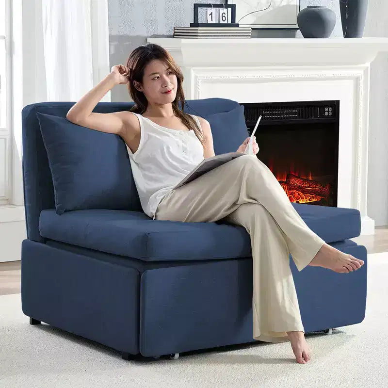 Full/Queen Size Sofa Bed, 2 in 1 Convertible Linen Loveseat Sleeper Sofa Couch with Cushions