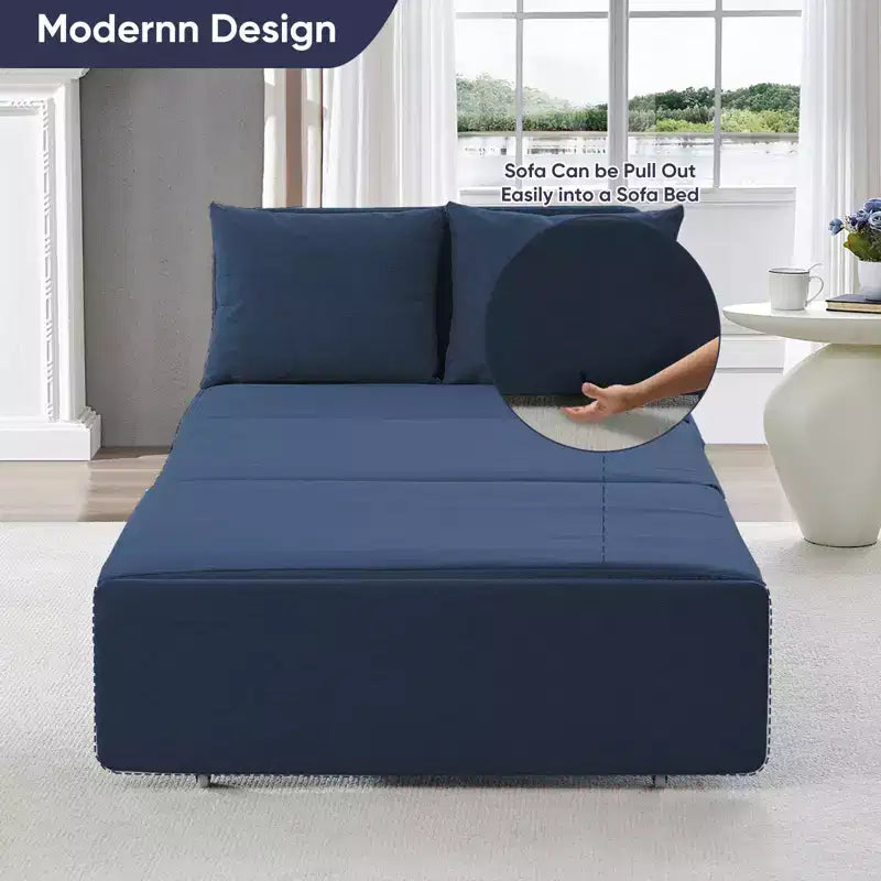 Full/Queen Size Sofa Bed, 2 in 1 Convertible Linen Loveseat Sleeper Sofa Couch with Cushions