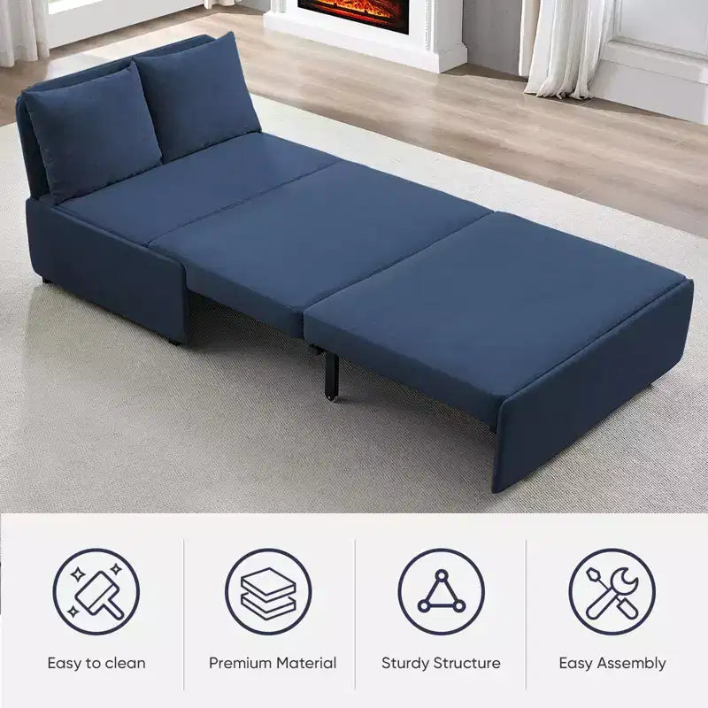 Full/Queen Size Sofa Bed, 2 in 1 Convertible Linen Loveseat Sleeper Sofa Couch with Cushions
